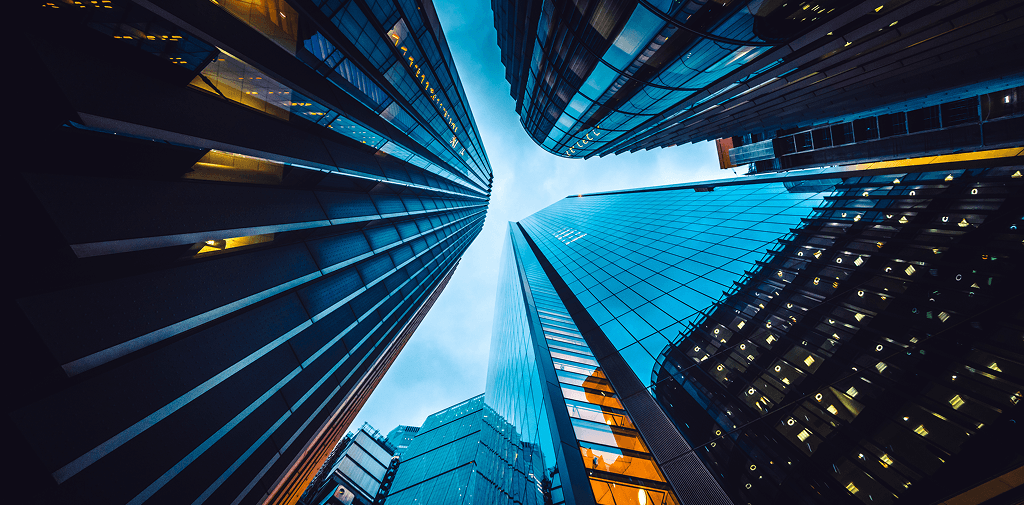 Dramatic skyscrapers viewed from the ground